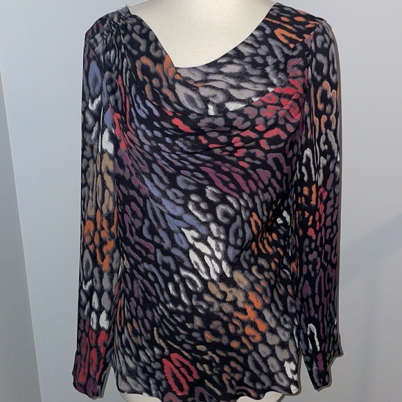 Escada silk animal print long sleeve blouse size 34/small - Picture 1 of 10
